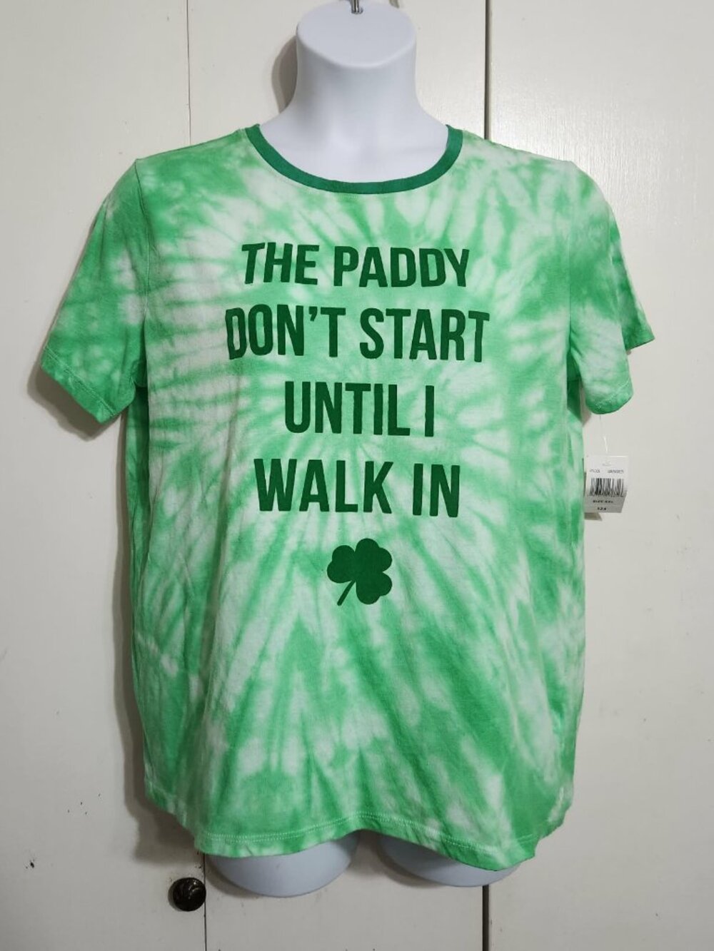 Freeze St Patricks Day Shirt Juniors XXL Womens Green Tie Dye Graphic Tee NWT